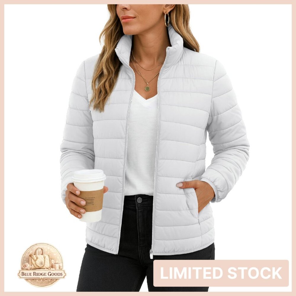 Quilted Puffer Jacket Packable Lightweight Winter… - image 1
